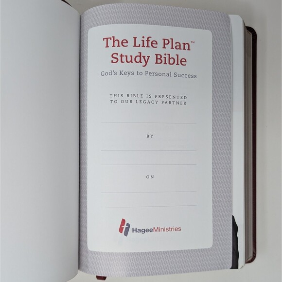 The Life Plan Study Bible Legacy Partner NKJV John Hagee Ministries 2004 EUC - Picture 4 of 10
